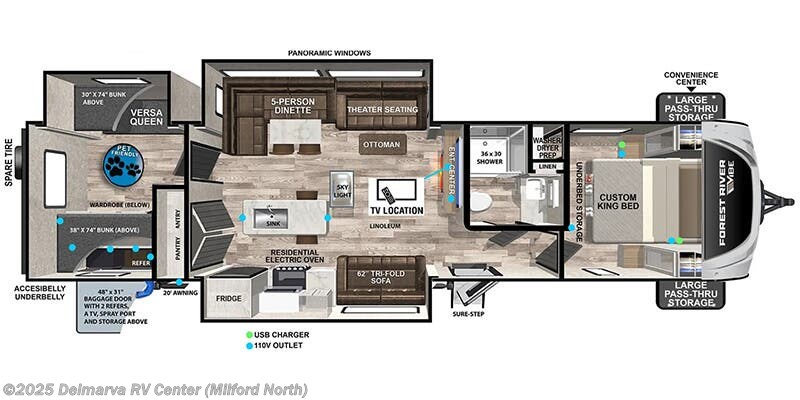 Floor Plan for Vibe Luxury Travel Trailer